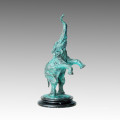 Animal Bronze Sculpture Standing Elelphant Deco Brass Statue Tpal-164